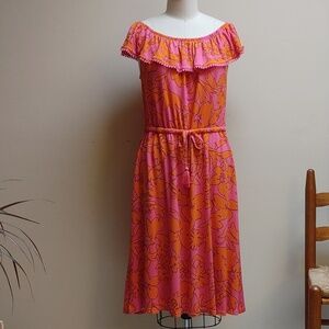 Isaac Mizrahi Live Pink Orange Knit Summer Dress M